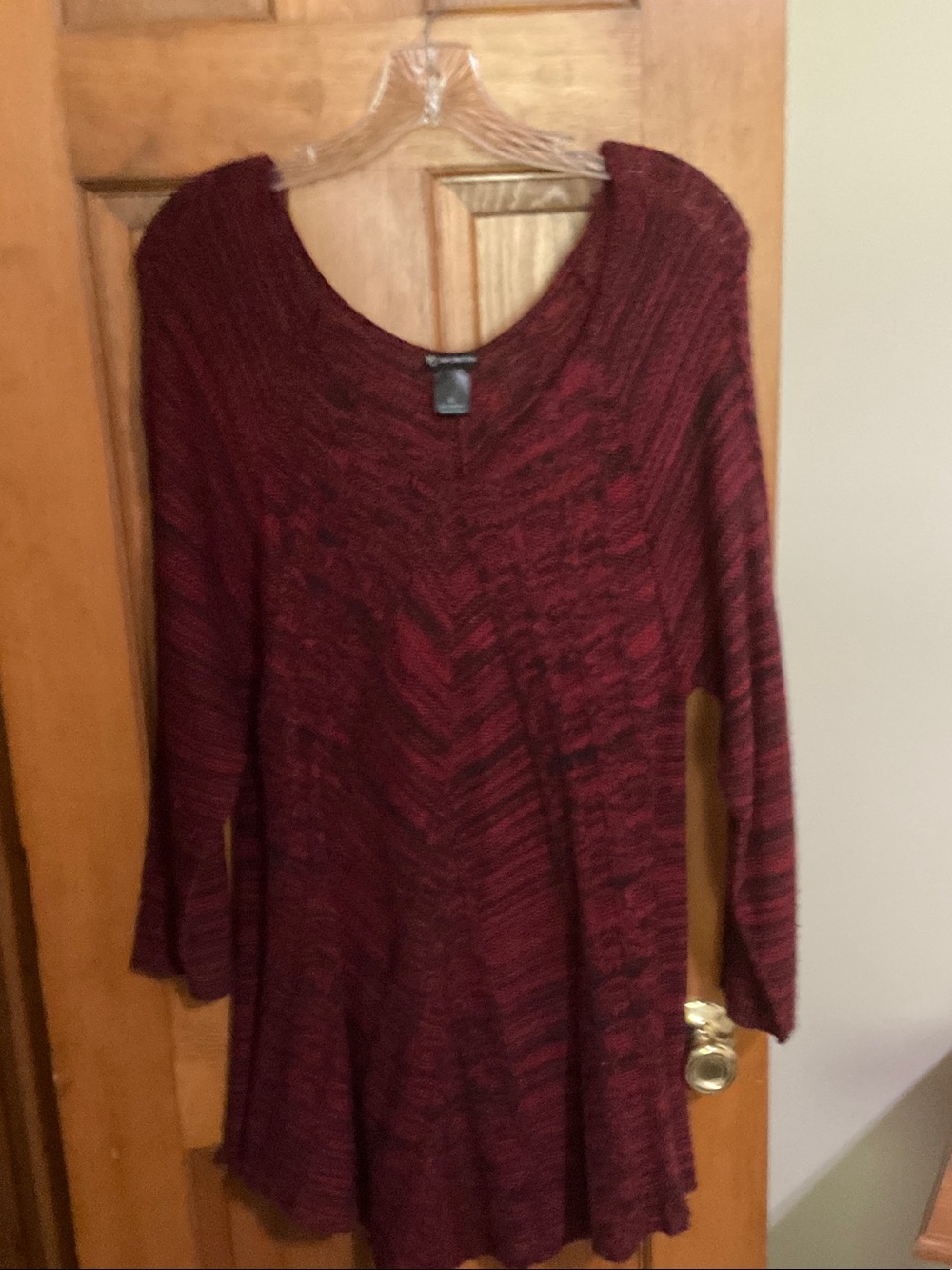 new directions Marled Burgundy V-Neck Sweater Dress